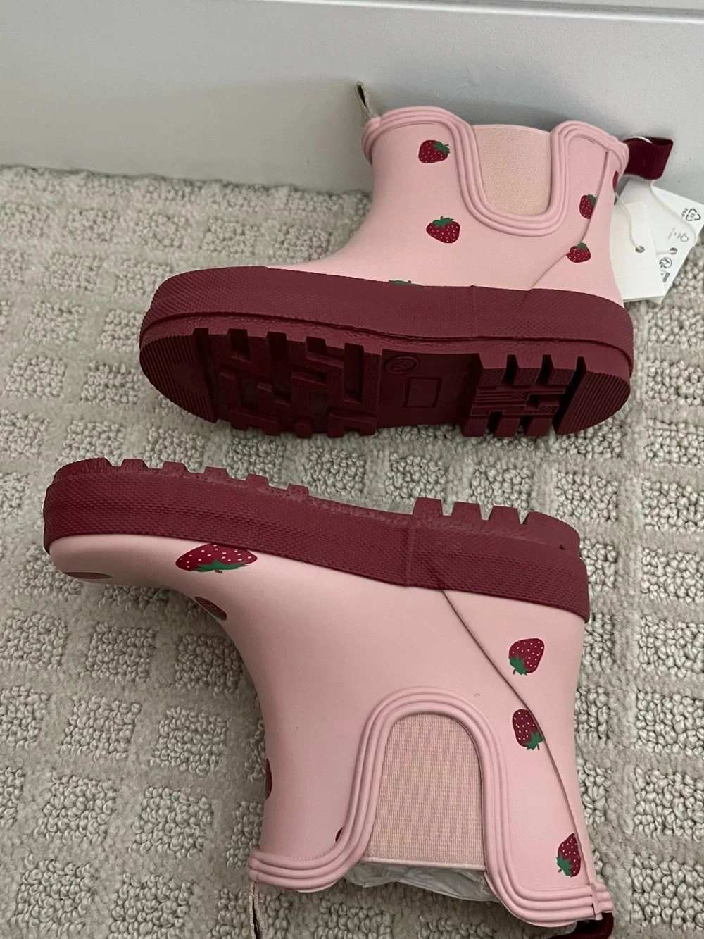Zara Pink Strawberry-Print Kids Rain Boots